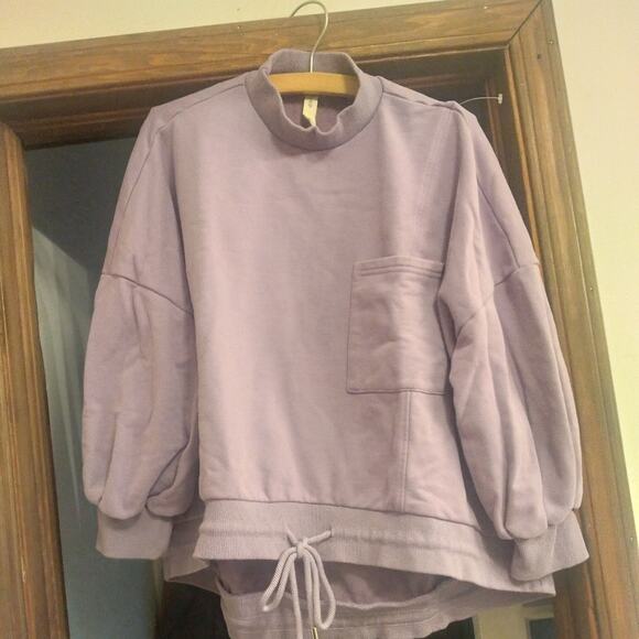 Oversized Drawstring Hem Cotton Sweatshirt and Lounger set Women’s Size Small - Picture 6 of 9